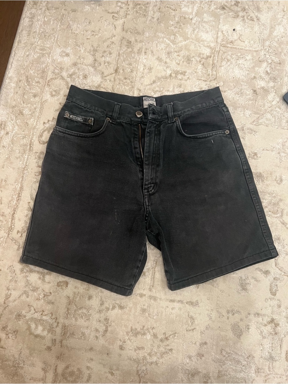 Moschino Black Denim High-Waist Jean Shorts